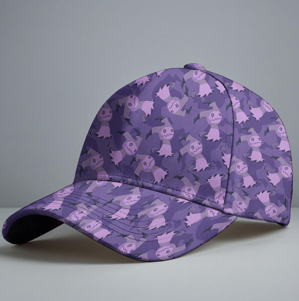 Mimikyu Baseball Cap, Purple Pattern, Unisex Vintage Adjustable Hat, Funny Anime Gift