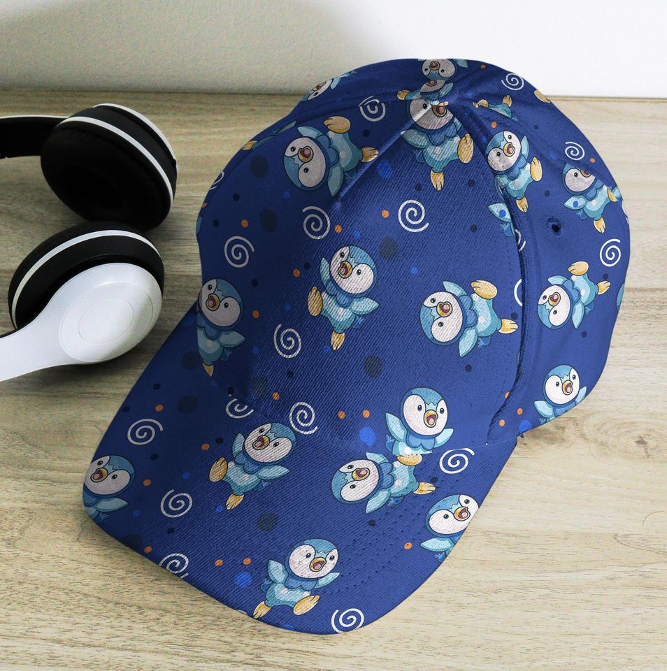 Piplup Baseball Cap, Cute Penguin Summer Hat, Unisex Adjustable Vintage Blue Cap