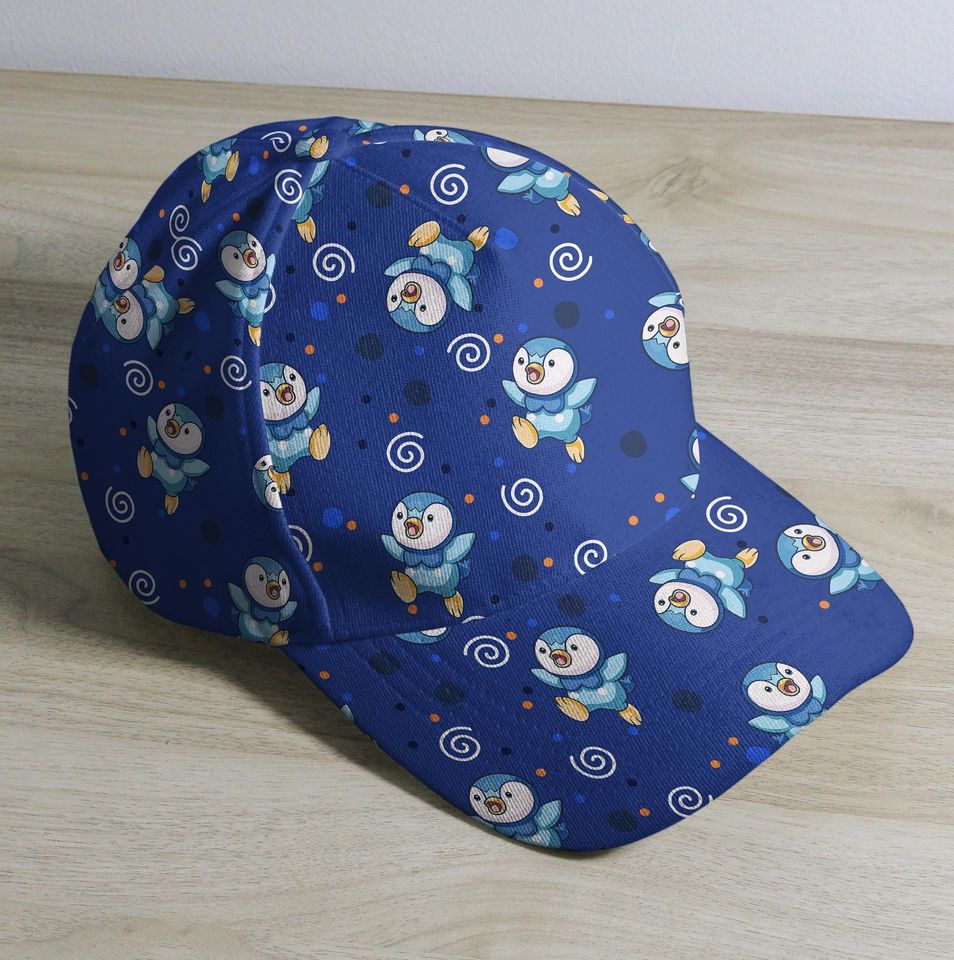 Piplup Baseball Cap, Cute Penguin Summer Hat, Unisex Adjustable Vintage Blue Cap