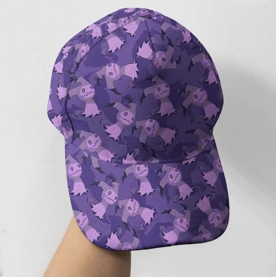 Mimikyu Baseball Cap, Purple Pattern, Unisex Vintage Adjustable Hat, Funny Anime Gift