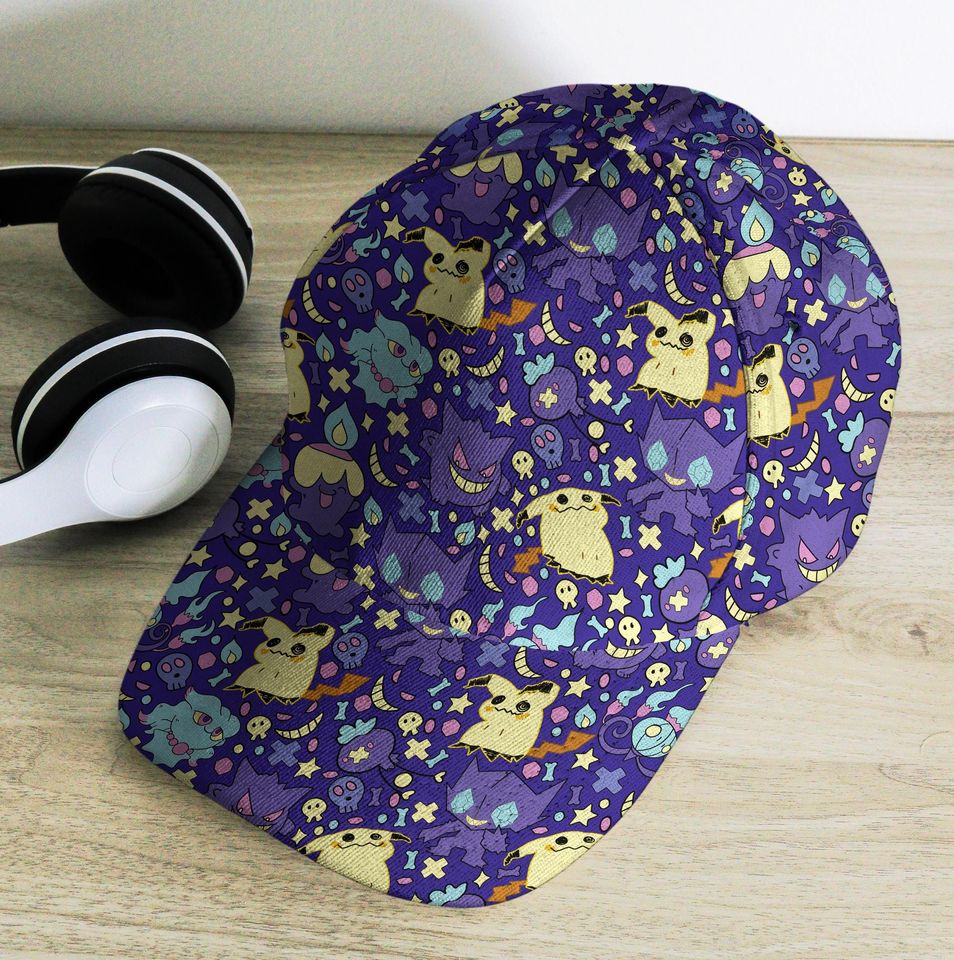 Gengar Mimikyu Baseball Cap, Cute Graphic Hat, Anime Summer Cap, Vintage Adjustable Cap