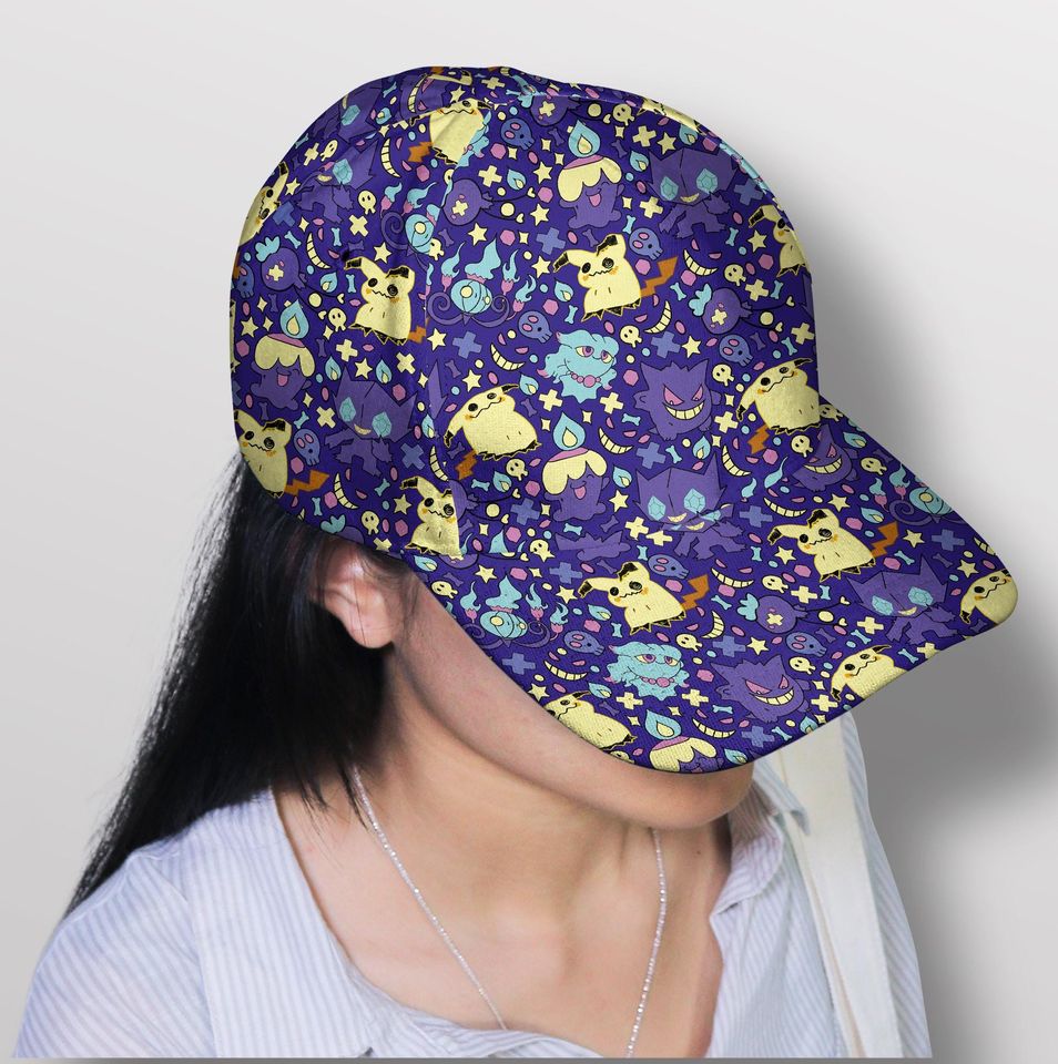 Gengar Mimikyu Baseball Cap, Cute Graphic Hat, Anime Summer Cap, Vintage Adjustable Cap