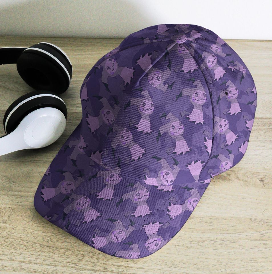 Mimikyu Baseball Cap, Purple Pattern, Unisex Vintage Adjustable Hat, Funny Anime Gift