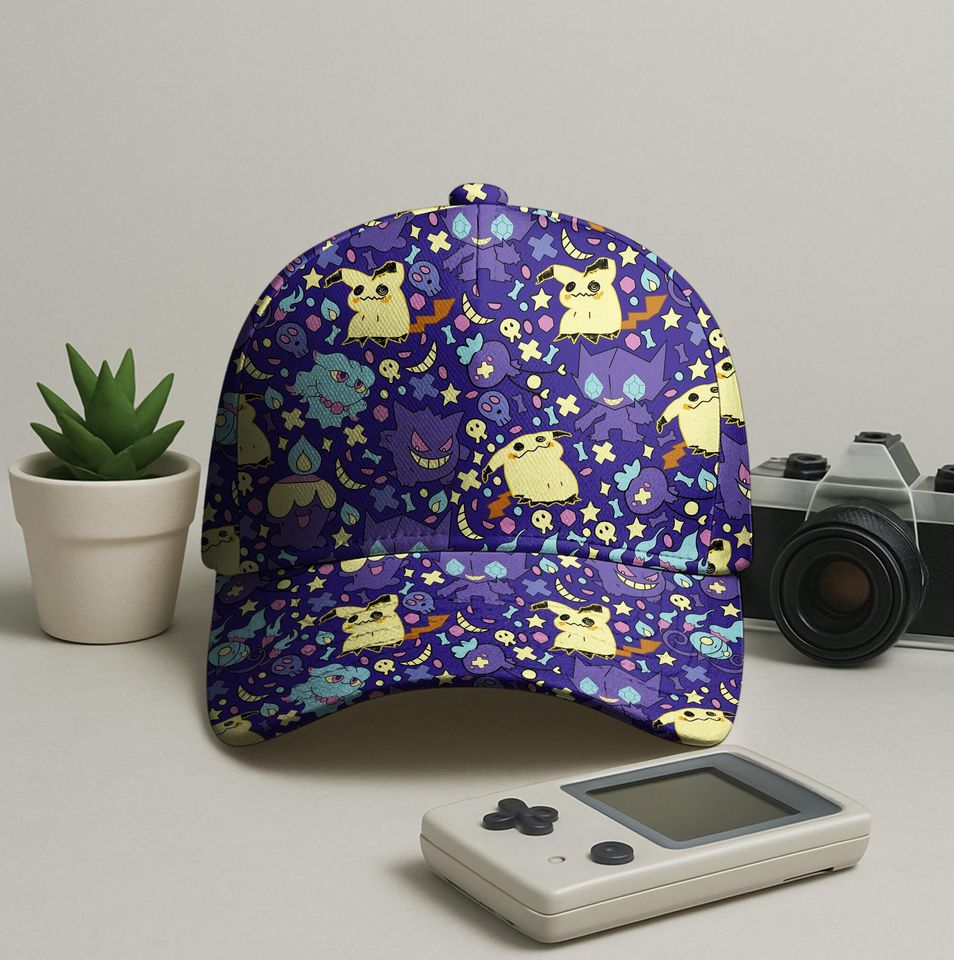 Gengar Mimikyu Baseball Cap, Cute Graphic Hat, Anime Summer Cap, Vintage Adjustable Cap
