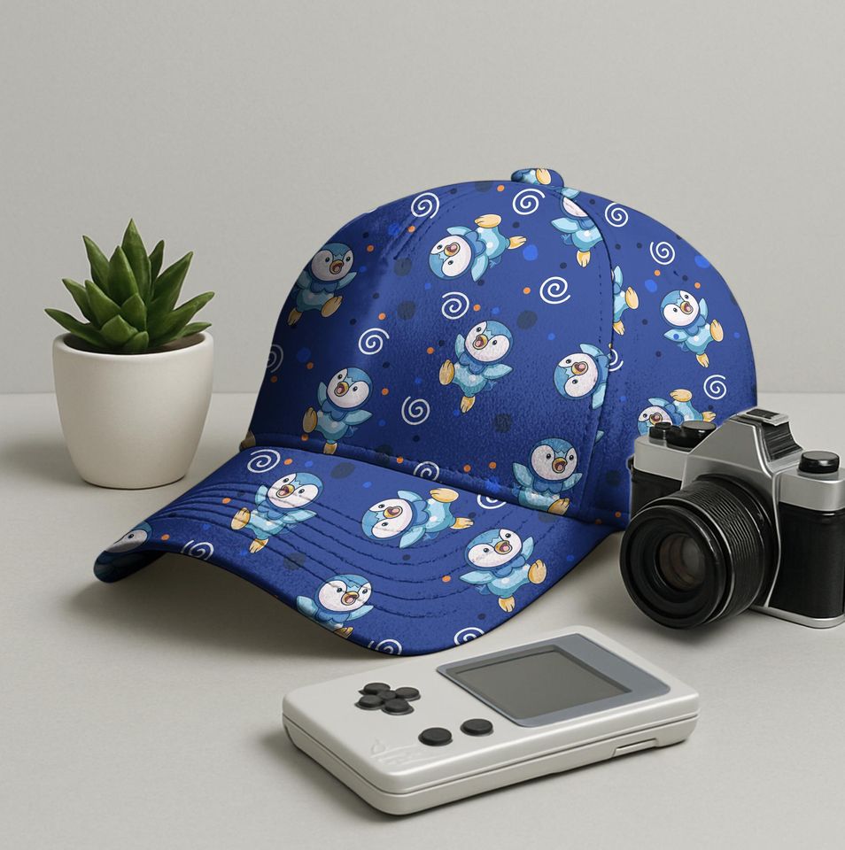 Piplup Baseball Cap, Cute Penguin Summer Hat, Unisex Adjustable Vintage Blue Cap