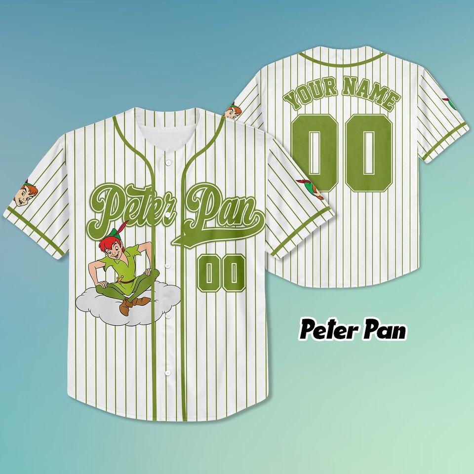 Personalized Peter Pan Baseball Jersey, Disney Peter Pan Jersey, Disneyland Baseball Team Outfit, Gift for Fans