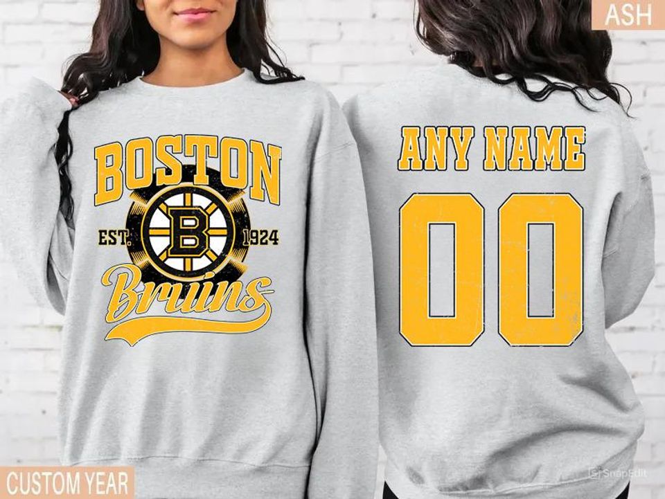 Boston Bruins Personalized Name and Number Crewneck Sweatshirt