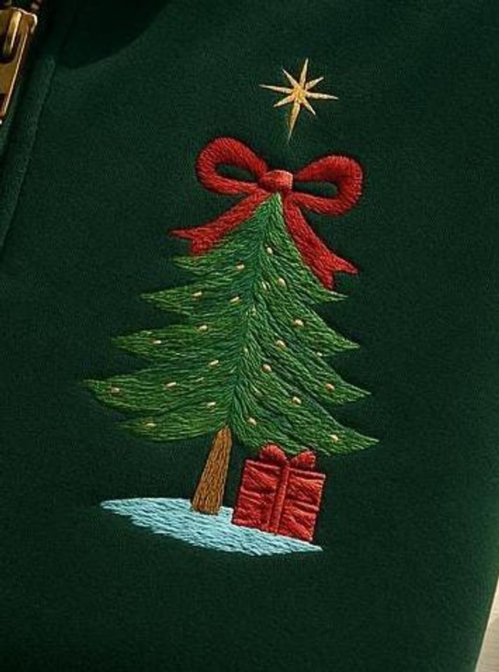 Embroidered Christmas Tree Quarter Zip Sweatshirt