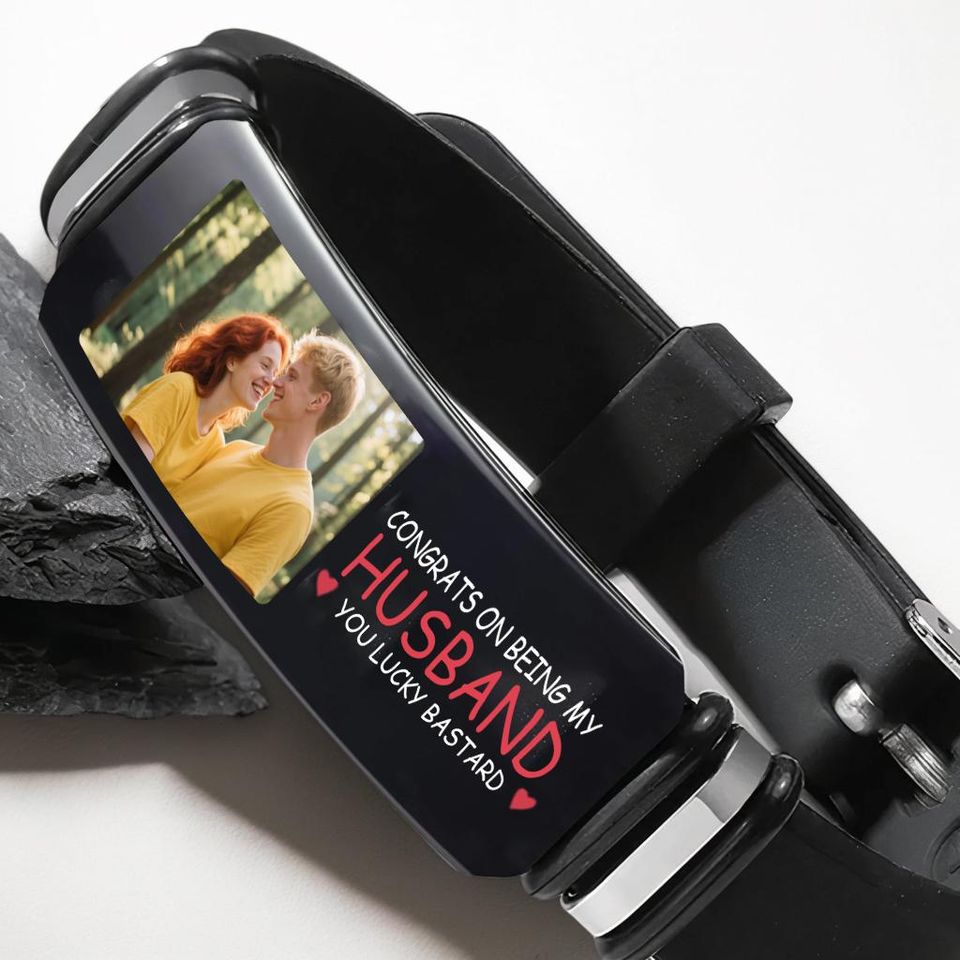 Custom Photo Silicone Rubber Wristband with Message for Husband