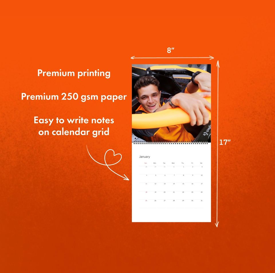 Lando Norris 2026 Wall Calendar