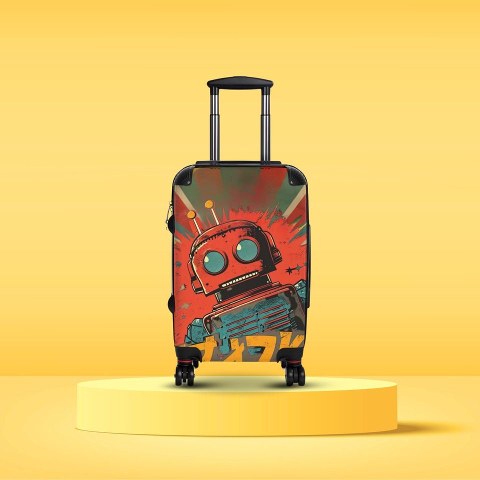 Comic Vintage Robot Suitcase, Cabin Suitcase