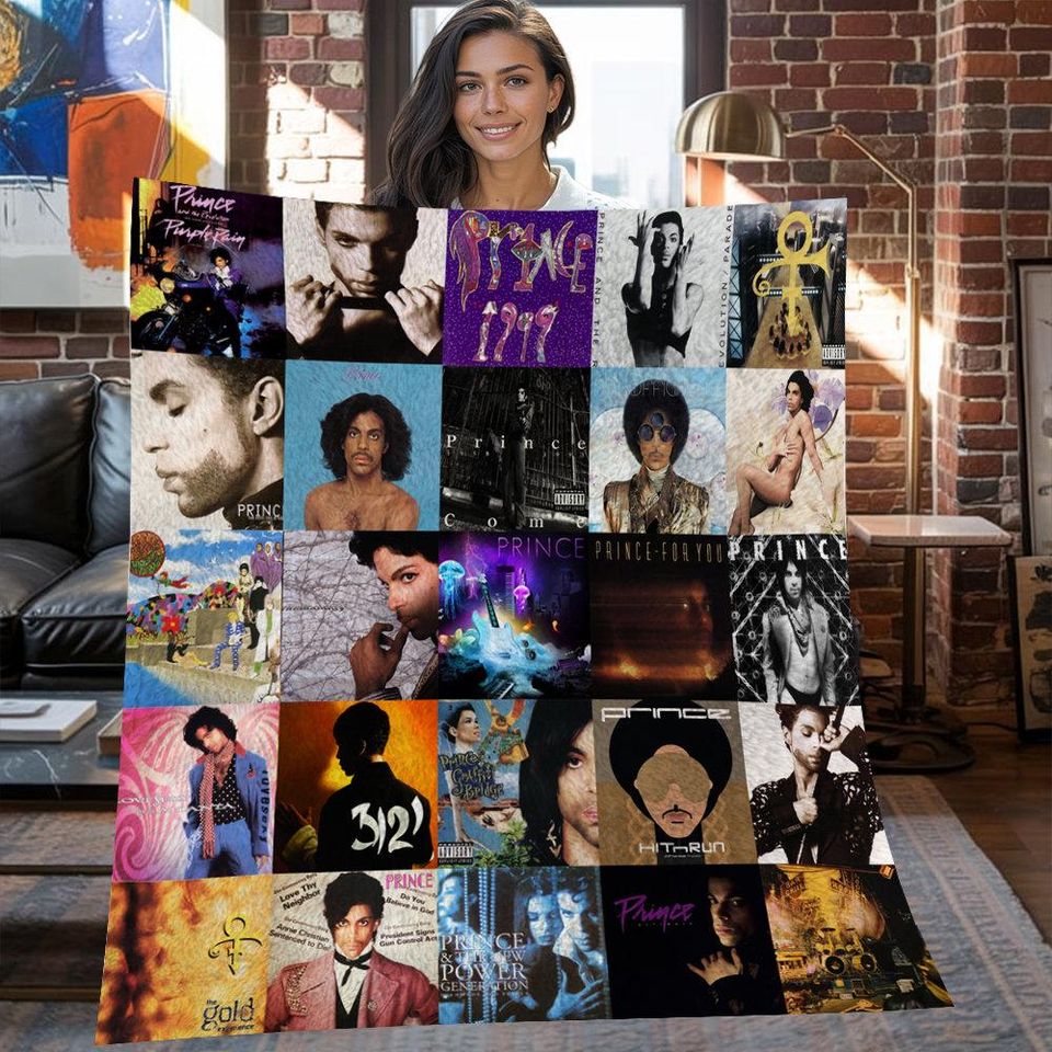 Prince Purple Christmas Fleece Blanket with Personalized Vintage Design