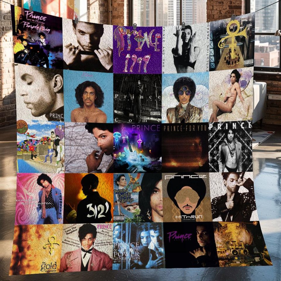 Prince Purple Christmas Fleece Blanket with Personalized Vintage Design