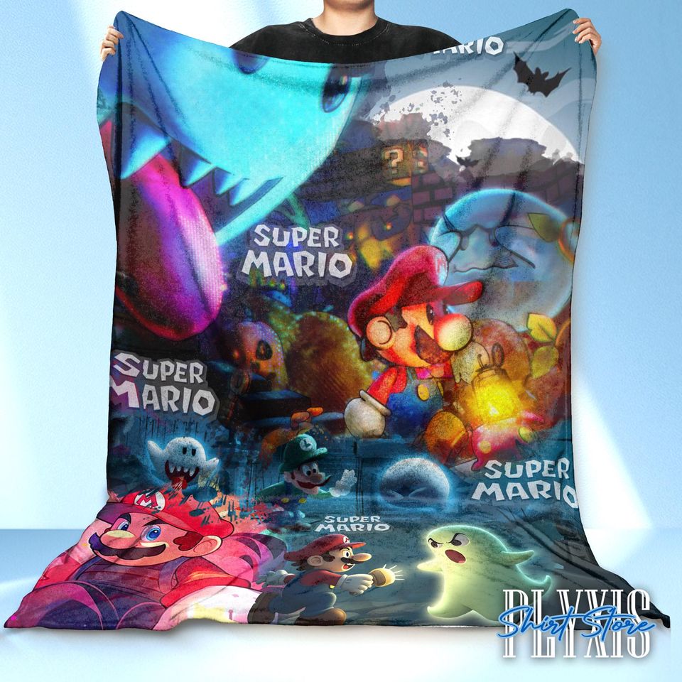 Super Mario Fleece Blanket - Plush Gamer Throw for Home Decor