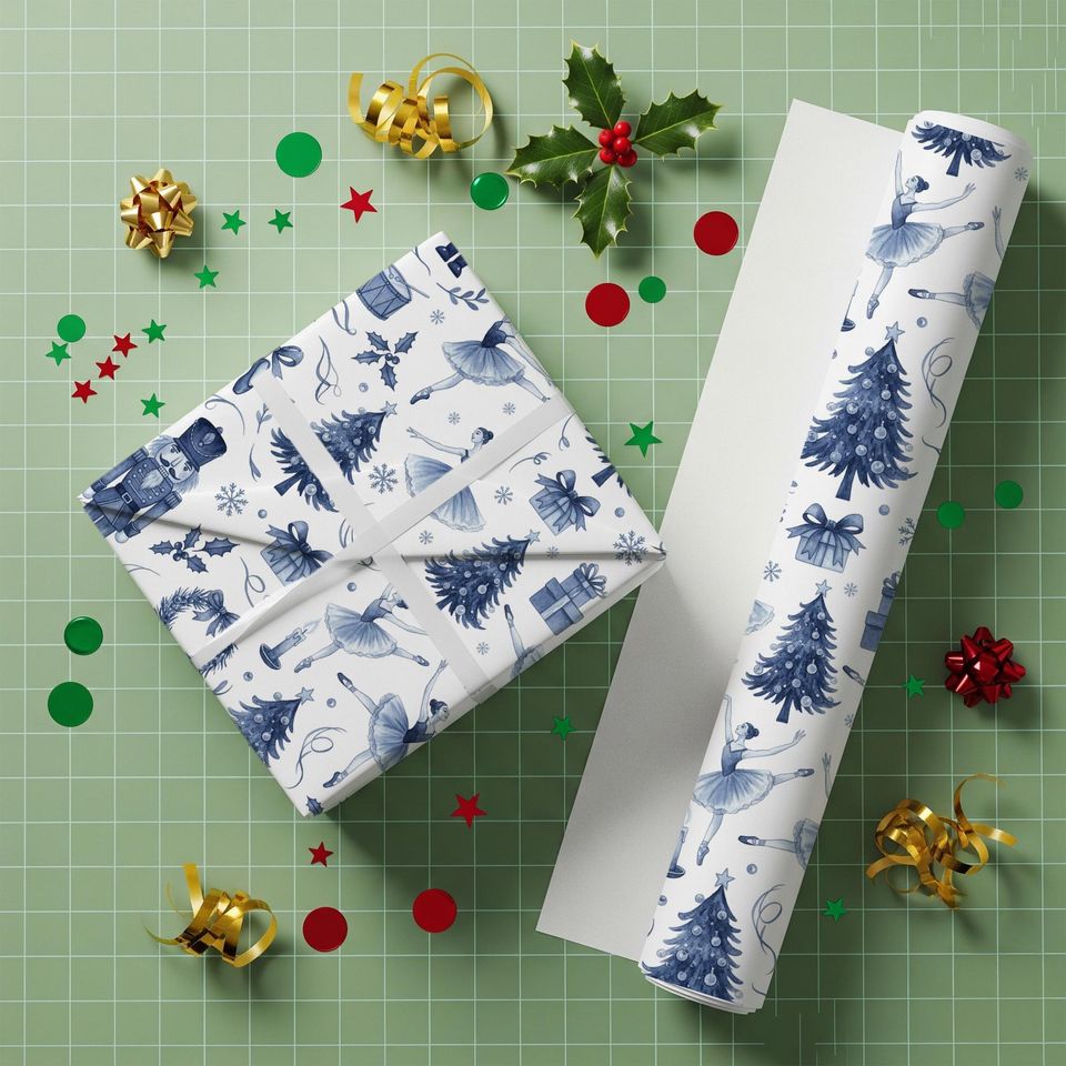 Ballet Christmas Wrapping Paper  Nutcracker Holiday Gift Wrap for Winter Decor
