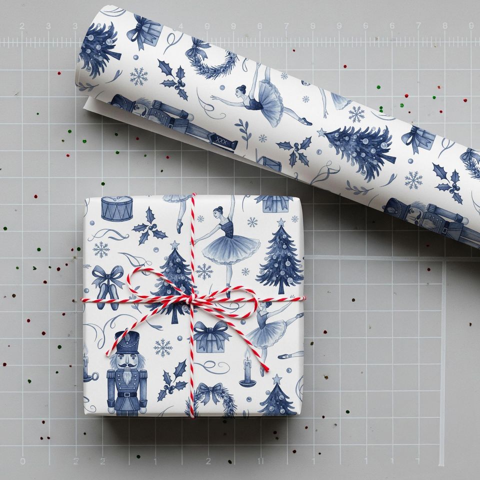 Ballet Christmas Wrapping Paper  Nutcracker Holiday Gift Wrap for Winter Decor
