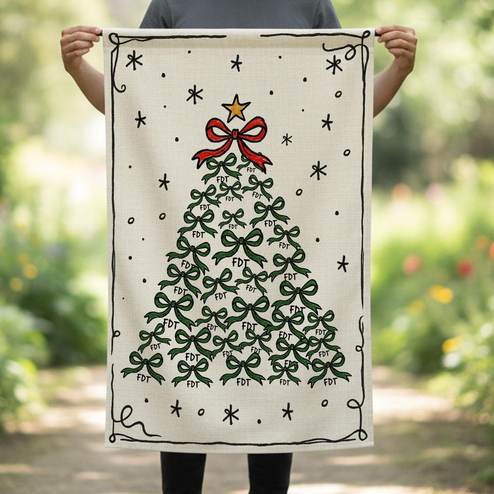 Coquette Bow Christmas Tree Garden Flag