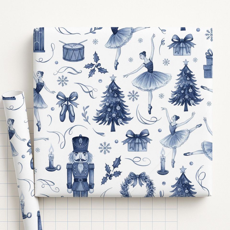 Ballet Christmas Wrapping Paper  Nutcracker Holiday Gift Wrap for Winter Decor