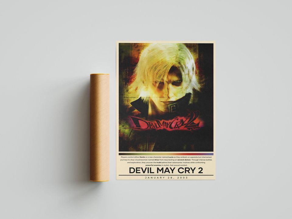 Devil May Cry 2 Poster | Devil May Cry Print | Gaming Poster Print | 4 Colors | Video Game Poster | Wall Decor Poster