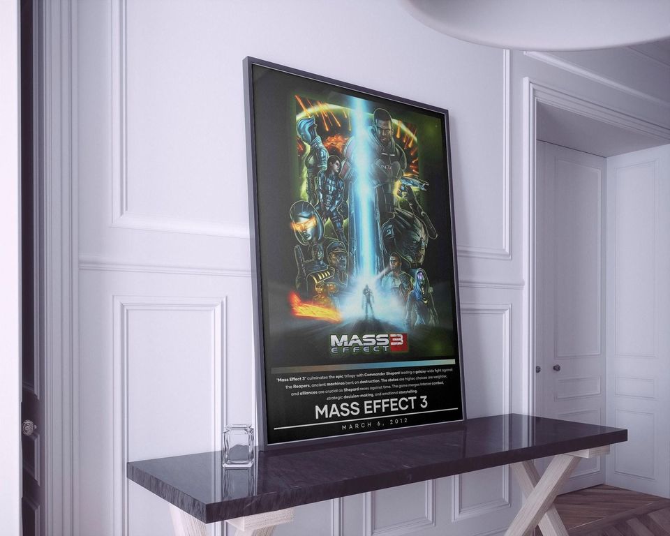 Mass Effect 3 Poster | Mass Effect Prints | Gaming Posters | 4 Colors | Video Game Posters | Wall Decor Posters