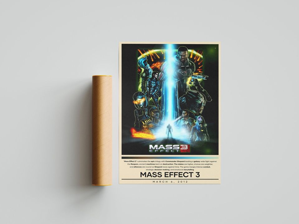 Mass Effect 3 Poster | Mass Effect Prints | Gaming Posters | 4 Colors | Video Game Posters | Wall Decor Posters