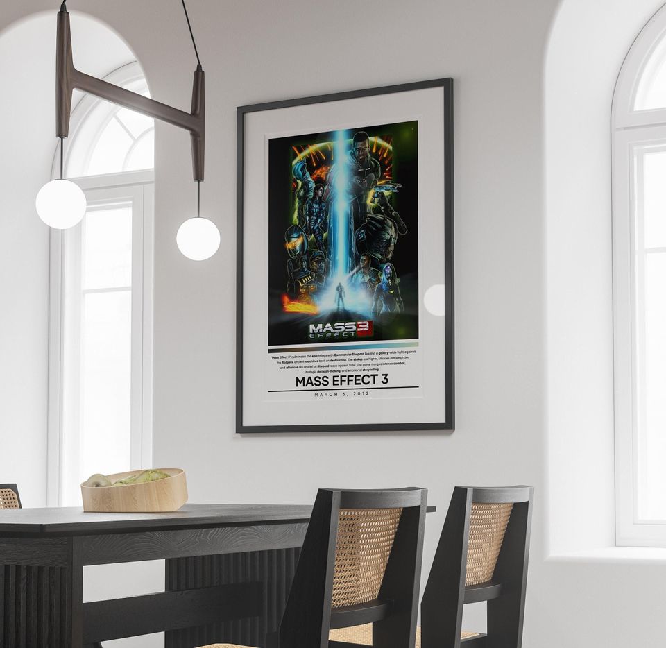 Mass Effect 3 Poster | Mass Effect Prints | Gaming Posters | 4 Colors | Video Game Posters | Wall Decor Posters