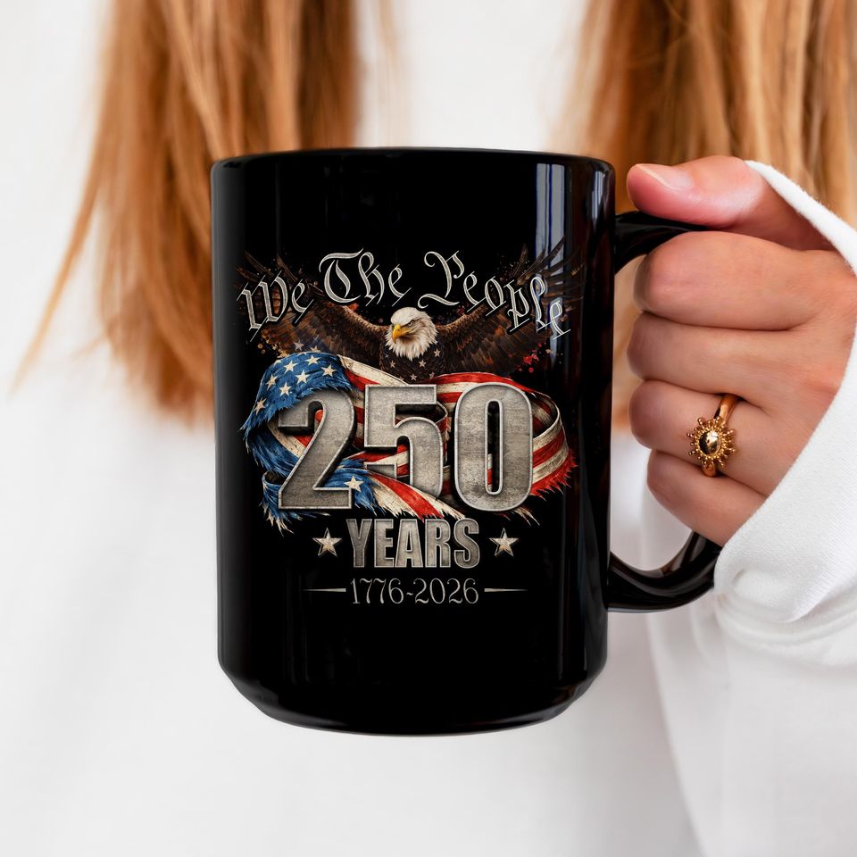 America 250th Anniversary Black Ceramic Mug, Patriotic 1776-2026 Coffee Cup, 250 year coffee mug