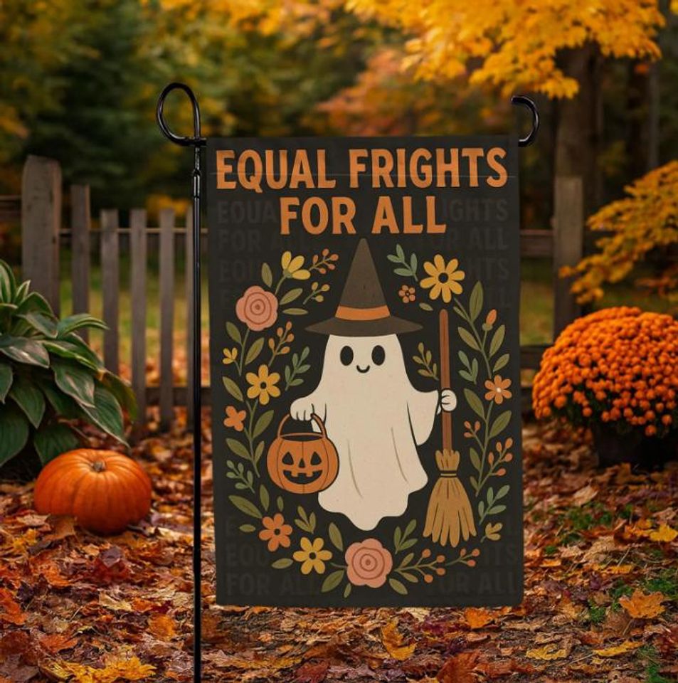 Halloween Garden Flag with Ghost, Pumpkin, and Dachshund