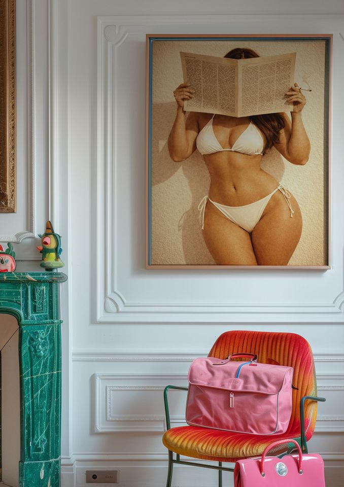 Vintage Western Cigarette Poster, Bikini and Preppy