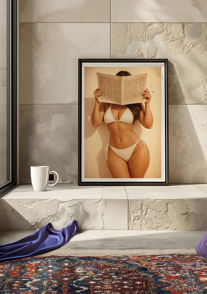 Vintage Western Cigarette Poster, Bikini and Preppy