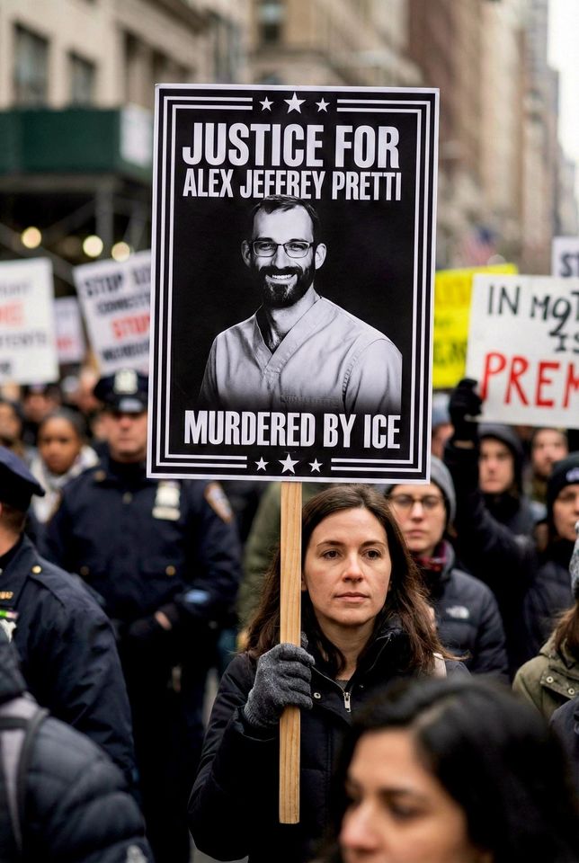 Justice For Alex Jeffrey Pretti Protest Sign, Abolish ICE Protest Poster