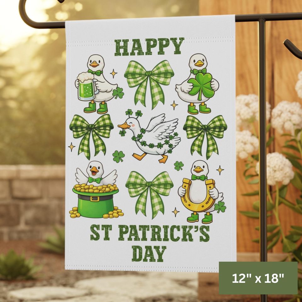 Happy St. Patrick's Day Goose Garden Flag