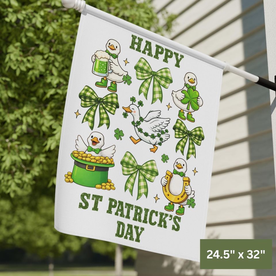 Happy St. Patrick's Day Goose Garden Flag