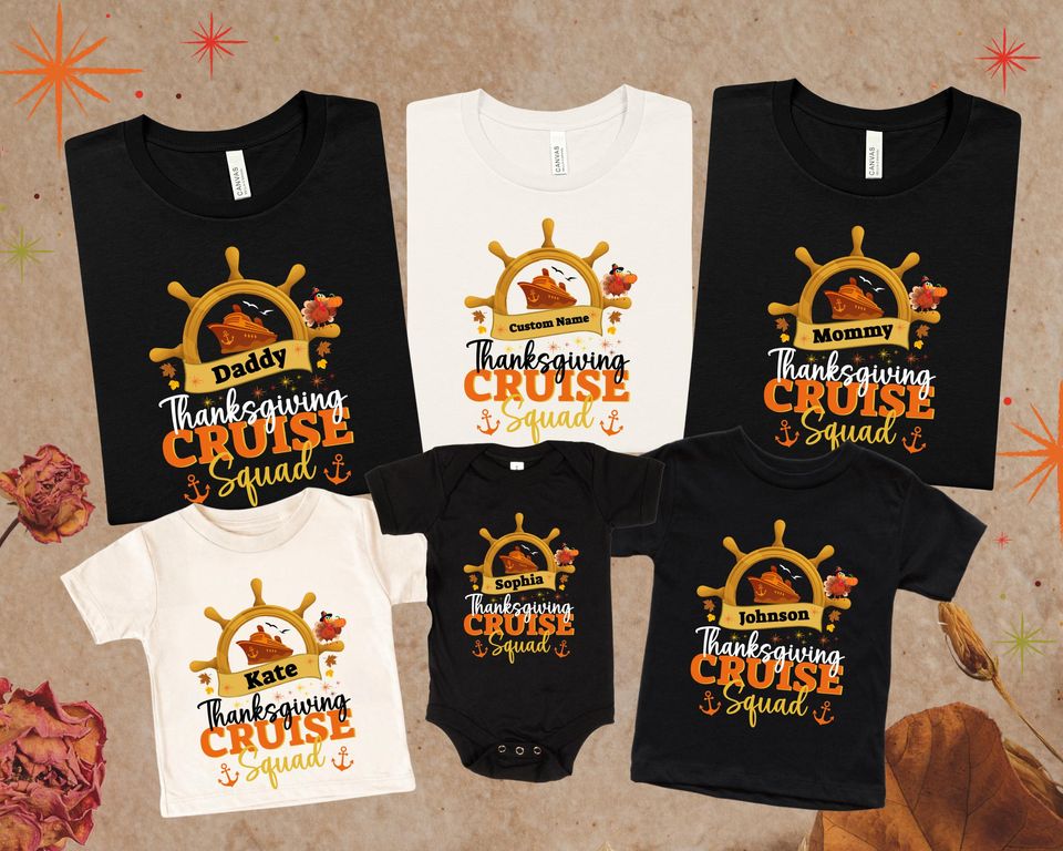 Personalized Thanksgiving Cruise Squad Shirt: Family Matching Fall Vacation Tee