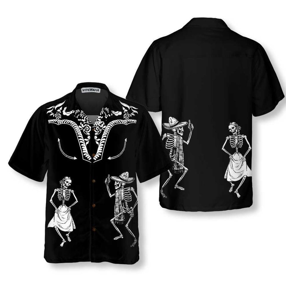 Dancing Skeleton Dia De Los Muertos Hawaiian Shirt