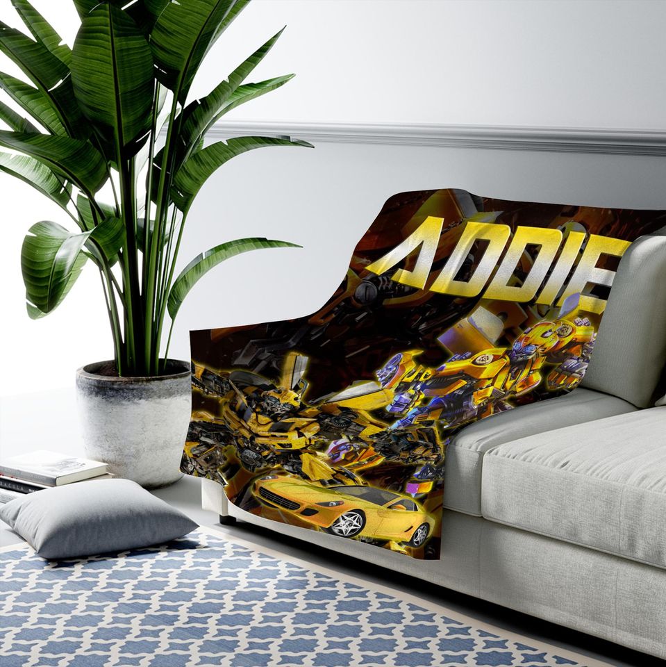 Custom Transformer Blanket with Bumblebee Design for Boys' Bedroom