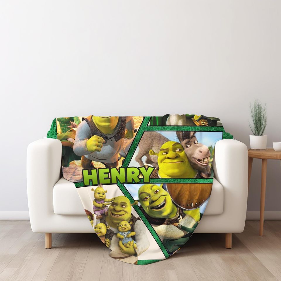 Personalized Shrek Blanket, Christmas Baby Blanket