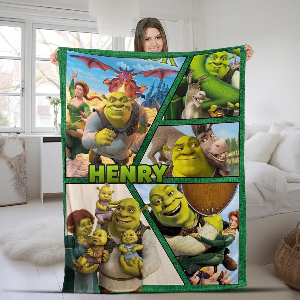 Personalized Shrek Blanket, Christmas Baby Blanket