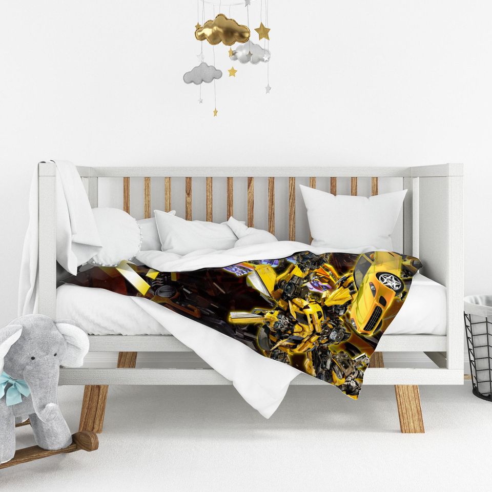 Custom Transformer Blanket with Bumblebee Design for Boys' Bedroom