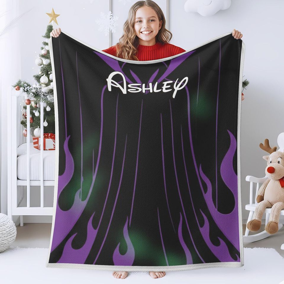 Personalized Female Villains Dress Blanket, Maleficent Ursula Queen of Hearts Blanket, Birthday Gift, WDW Disneyland