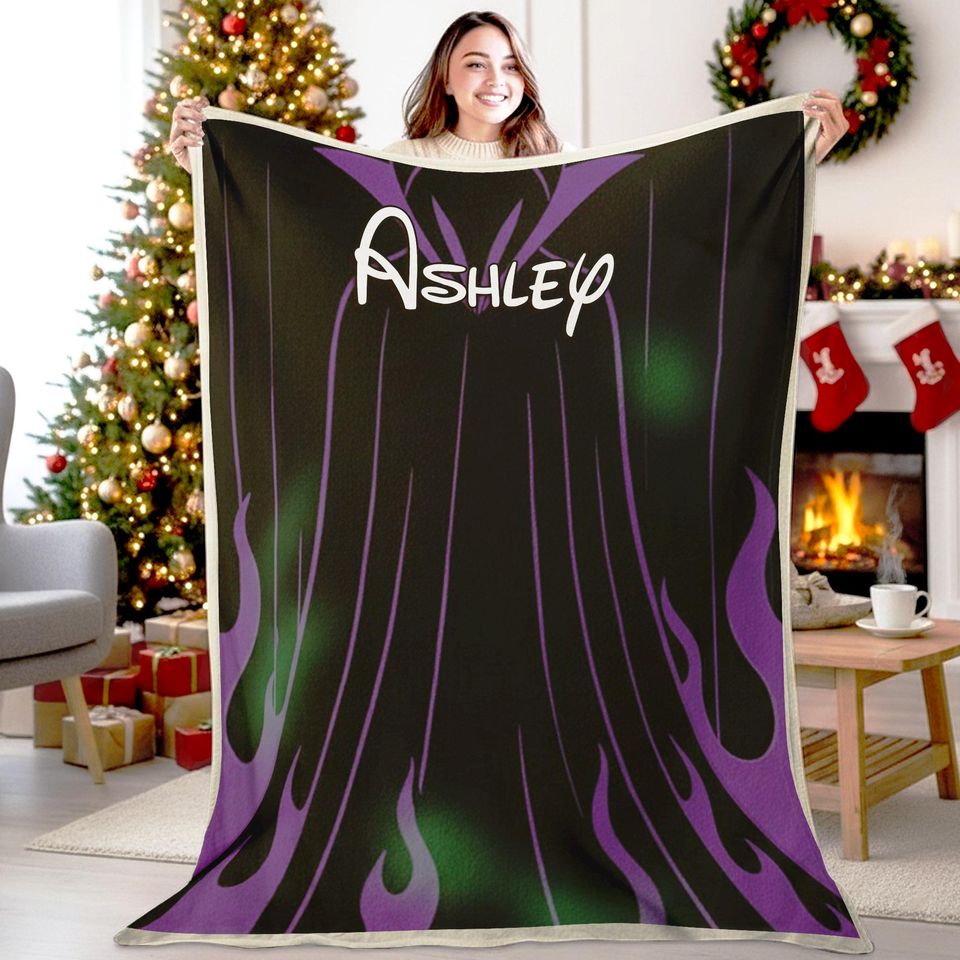 Personalized Female Villains Dress Blanket, Maleficent Ursula Queen of Hearts Blanket, Birthday Gift, WDW Disneyland