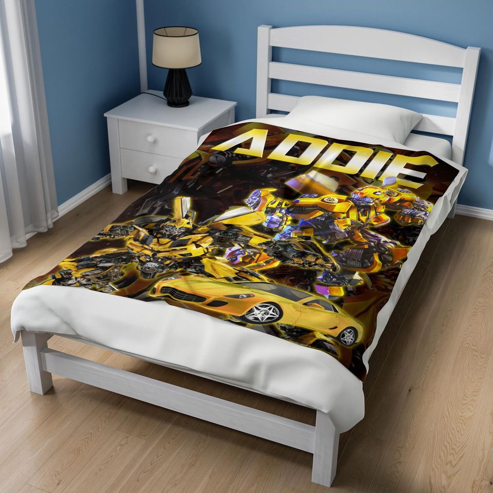 Custom Transformer Blanket with Bumblebee Design for Boys' Bedroom