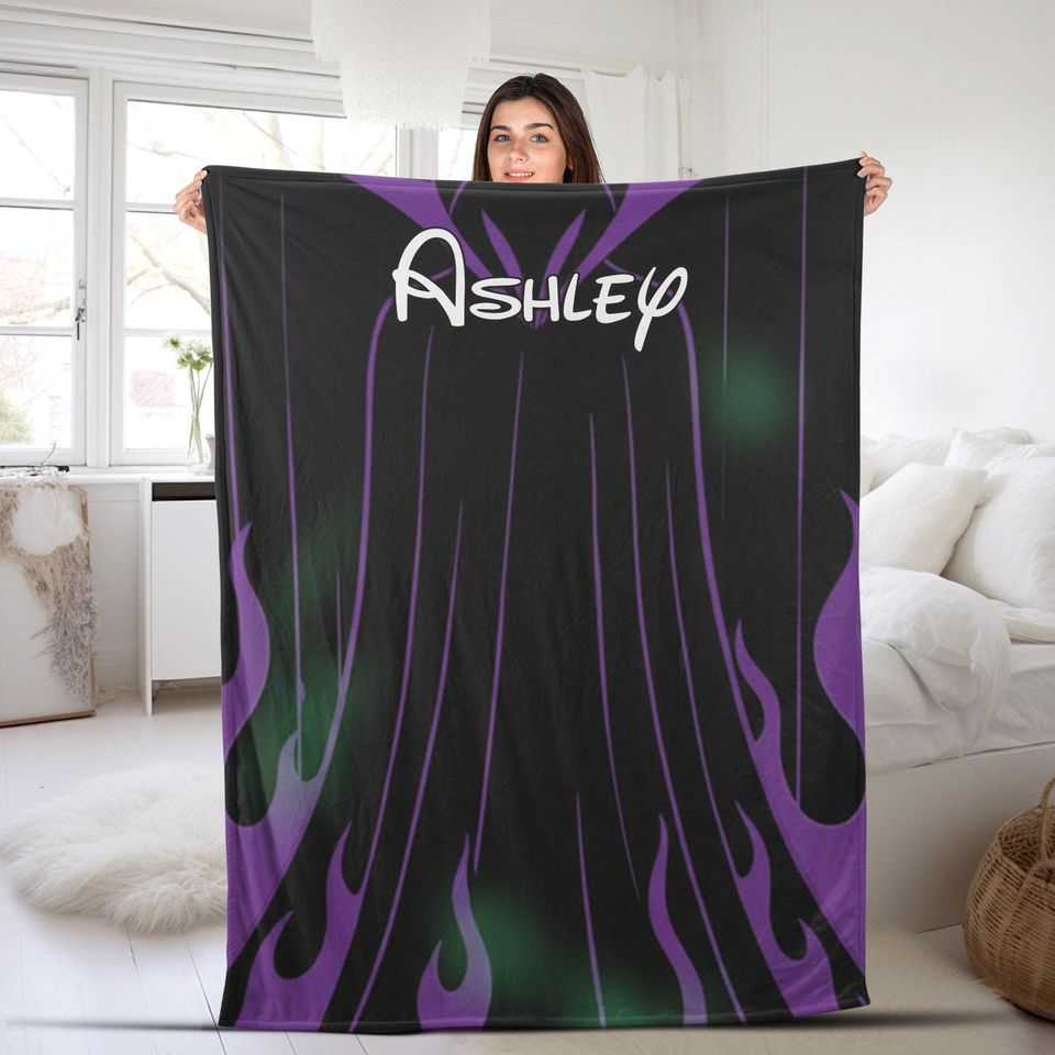 Personalized Female Villains Dress Blanket, Maleficent Ursula Queen of Hearts Blanket, Birthday Gift, WDW Disneyland