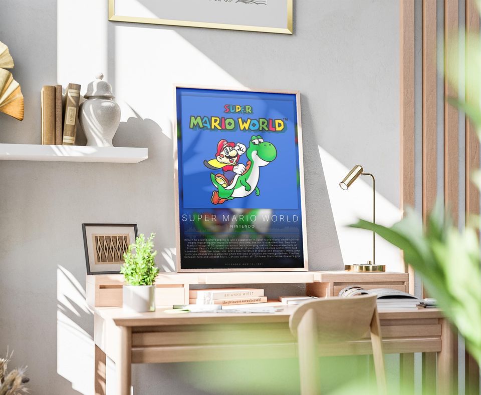 Super Mario World Poster | Gaming Poster | Video Game Prints | Wall Decor Posters | Gaming Gift | Video Game Poster | Gaming Decor
