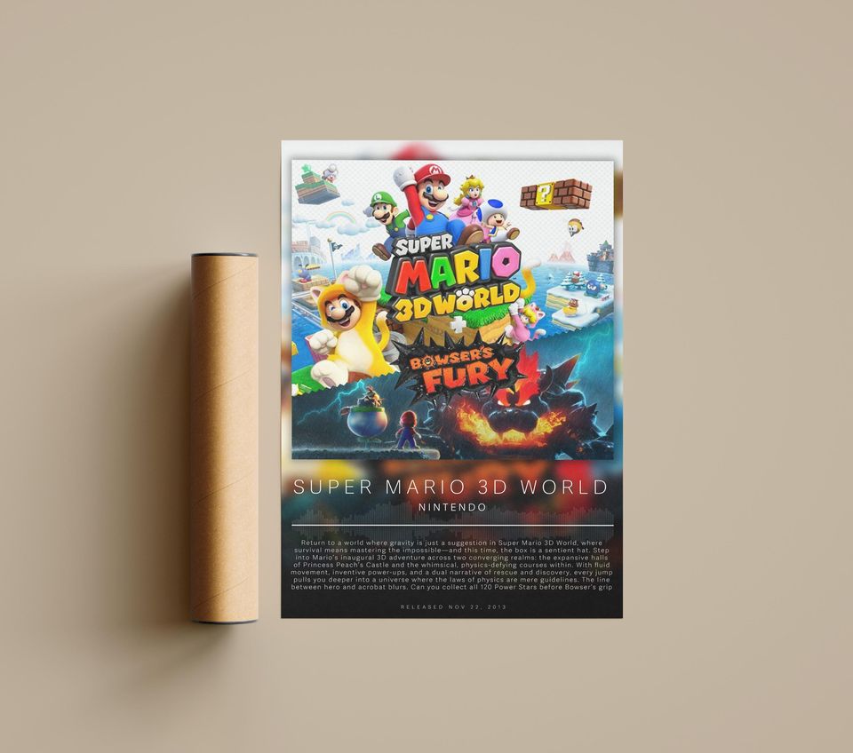 Super Mario 3D World Poster | Gaming Poster | Video Game Prints | Wall Decor Posters | Gaming Gift | Video Game Poster | Gaming Decor