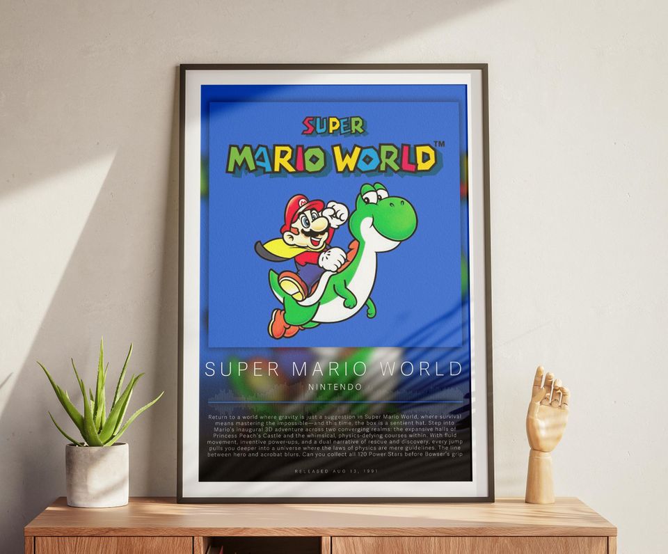 Super Mario World Poster | Gaming Poster | Video Game Prints | Wall Decor Posters | Gaming Gift | Video Game Poster | Gaming Decor