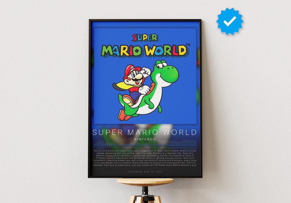 Super Mario World Poster | Gaming Poster | Video Game Prints | Wall Decor Posters | Gaming Gift | Video Game Poster | Gaming Decor