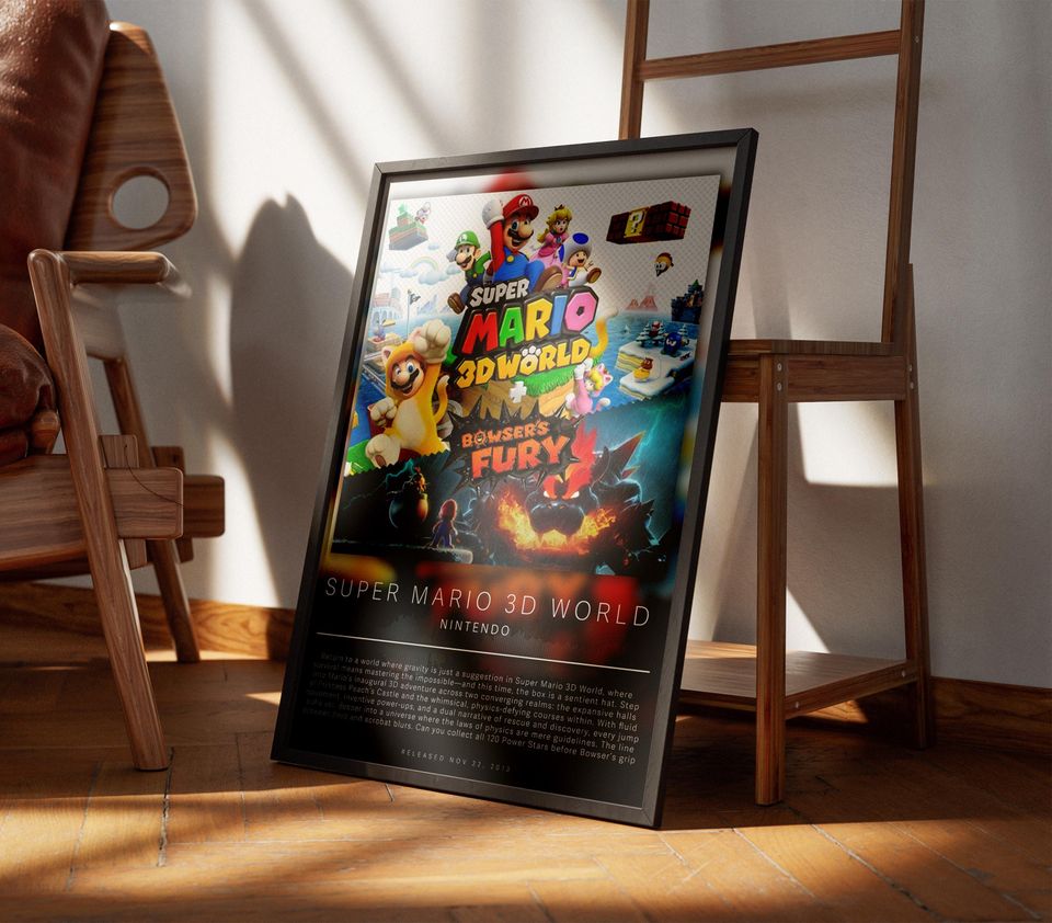 Super Mario 3D World Poster | Gaming Poster | Video Game Prints | Wall Decor Posters | Gaming Gift | Video Game Poster | Gaming Decor