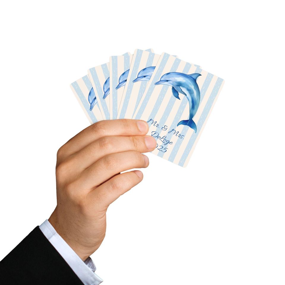 Personalized Dolphin Playing Cards, Customized Beach Seaside Gifts, Birthday Gift