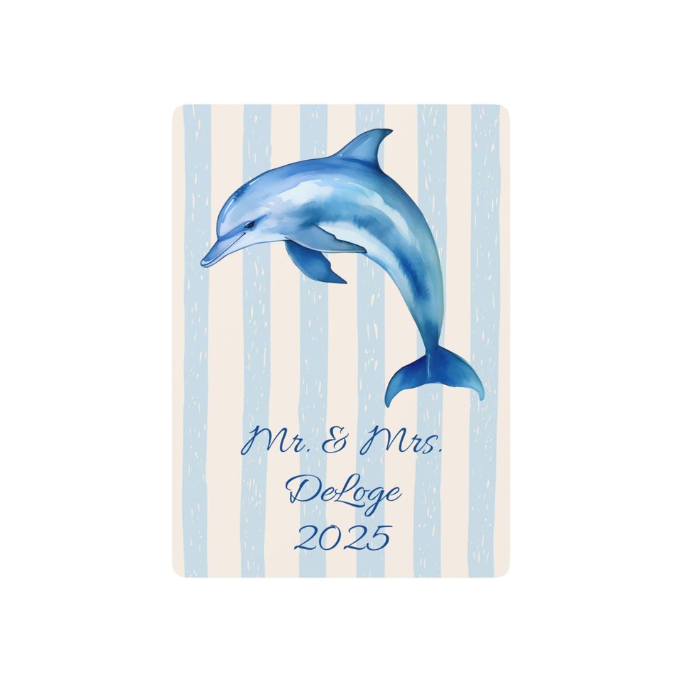 Personalized Dolphin Playing Cards, Customized Beach Seaside Gifts, Birthday Gift